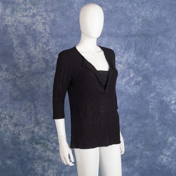 Anthropologie DOLAN Left Coast Collection Black Top Blouse Sz Medium Made in USA - Picture 2 of 4